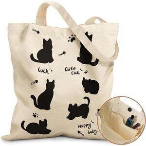 Aesthetic Tote Bag for Girls Six Cats